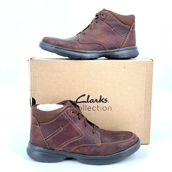 Clarks Bradley Leather Mid Comfort Boots Size 9M Brown Lace‑Up Ankle Boots - Picture 1 of 14